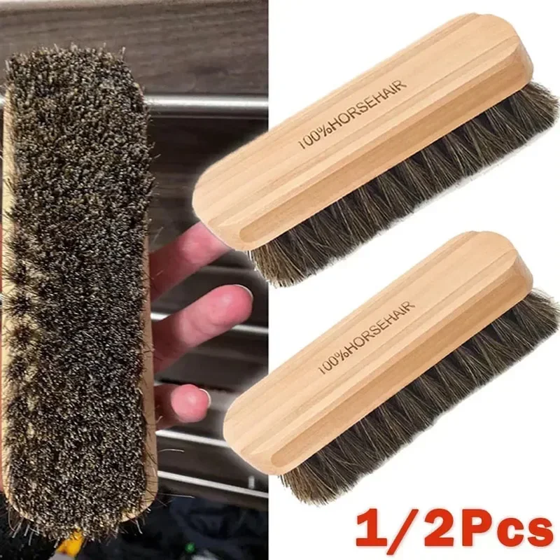 Seat Cleaner Fabric - แปรงไม้ขนหางม้าอเนกประสงค์ KKJOY สำหรับขัดและเคลือบเงารถยนต์ - อุปกรณ์ทำความสะอาดเบาะ ที่จับ